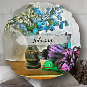 Silke och Maj Husk Flowers 2190 Rund Kudde