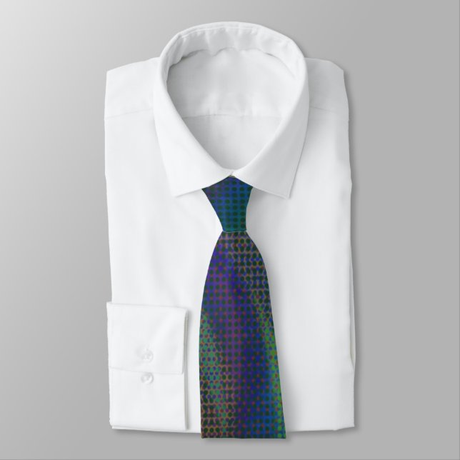 Silke Screzed Peacock Abstrakt Neck Tie Slips (Bunden)