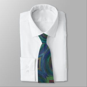 Silke Screzed Peacock Abstrakt Neck Tie Slips
