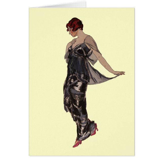 Silkeaftonklänning 1914 hälsningskort (Framsidan)