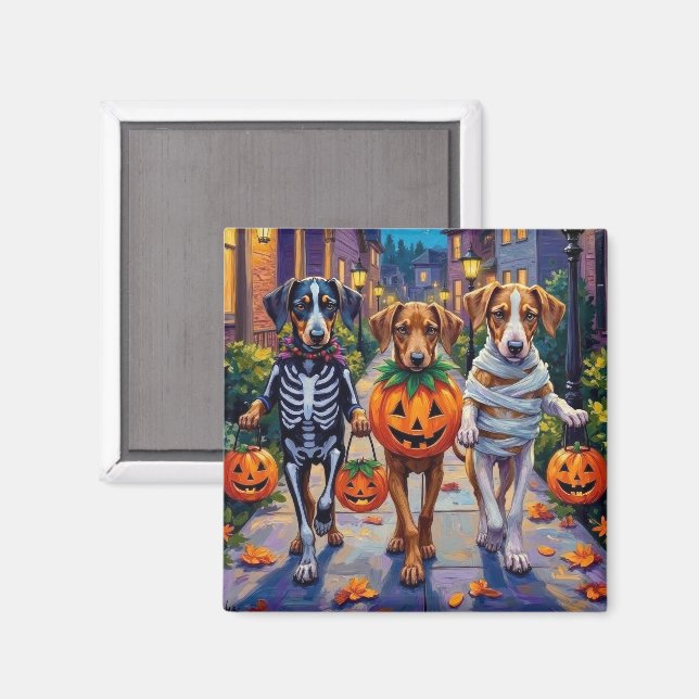 Silken Windhound Dogs in Halloween Costumes Magnet (Front/Back)