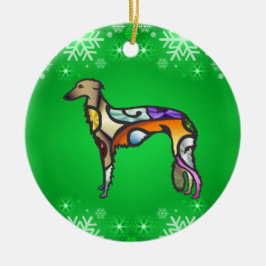 Silken Windhound Julgransprydnad Keramik