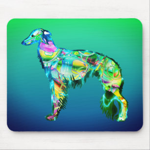 Silken Windhound Mouse Pad med blå Grönt Musmatta