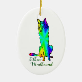 Silken Windhound-ornament Julgransprydnad Keramik
