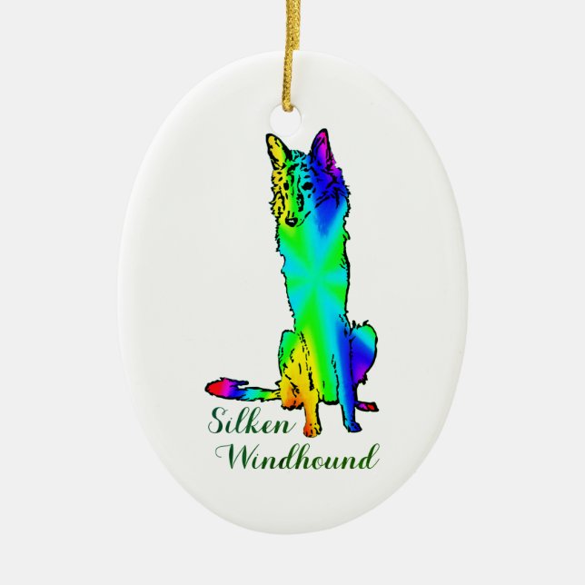 Silken Windhound-ornament Julgransprydnad Keramik (Framsidan)