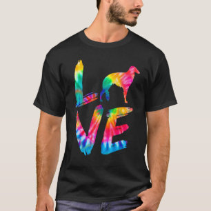 Silken Windhound Tie Dye Kärlek Hund Mamma Pappa T Shirt