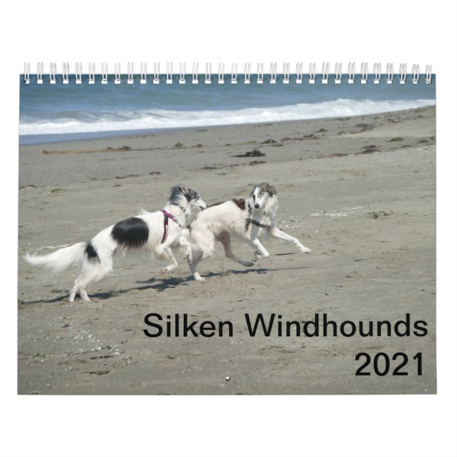 Silken Windhounds 2021 - Roligt vid stranden Kalender (Omslag)