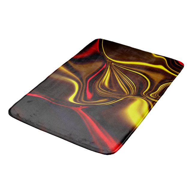 Silkesaktiga drag i rött och guld med mörka delar badrumsmatta (Vinklad)