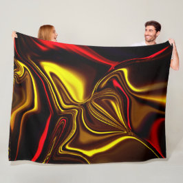 Silkesaktiga drag i rött och guld med mörka delar fleecefilt