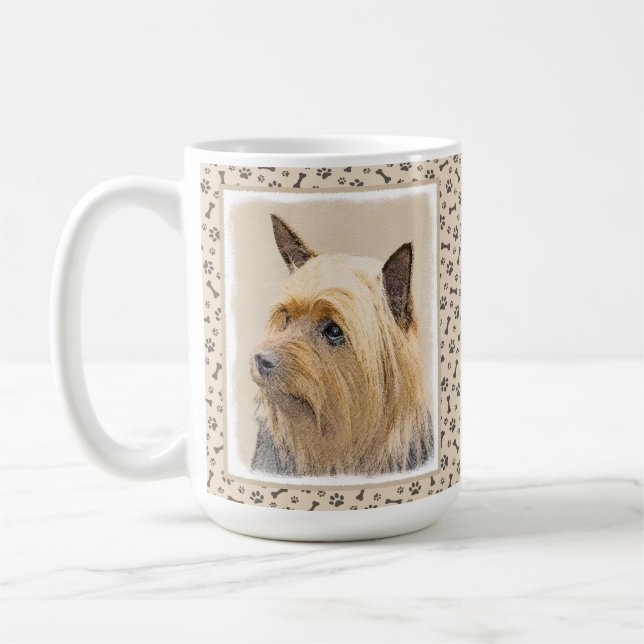 Silkeslen Terriermålning - gullig original- Kaffemugg (Vänster)