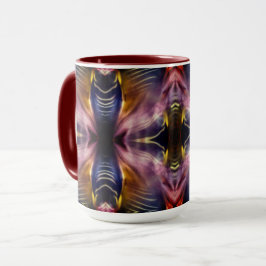 Silkesrepetition i svart och burgundisk uppblåst l mugg