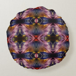 Silkesrepetition i svart och burgundisk uppblåst l rund kudde