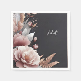 Silkesrosa Boho Peony Dammrosa Bröllopsfest Pappersservett