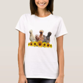 Silkie Bantam Chicken Trio och solblommor T Shirt