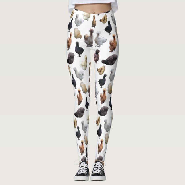 Silkie Bantam Chickens Leggings (Framsida)
