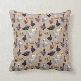 Silkie Bantam Chickens på Burlap Kudde
