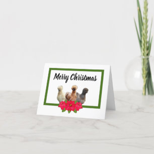 Silkie Bantam God jul Chicken Poinsettia Helgkort
