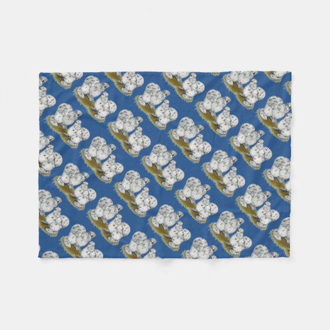 Silkie Bantam Stänk Chickens Fleecefilt (Framsidan (Horisontell))