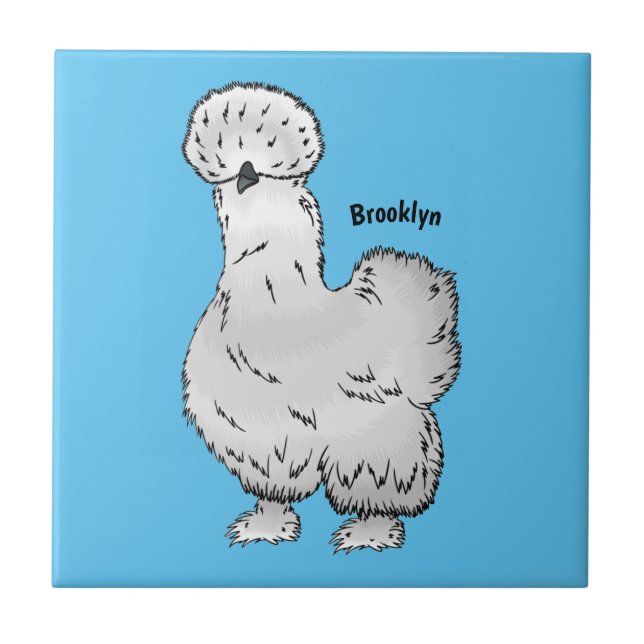 Silkie chicken cartoon illustration  kakelplatta (Framsidan)