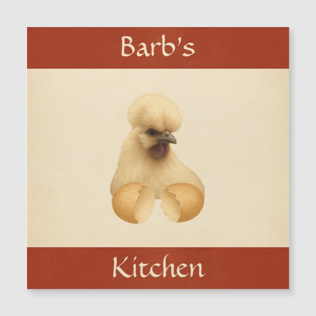 Silkie Chicken Hen-kylskåp-Magnet-kort (Framsida)