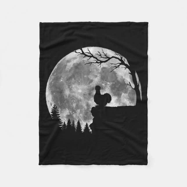 Silkie Chicken Moon Silhouette Funny Lazy Hallowee Fleecefilt (Framsidan)