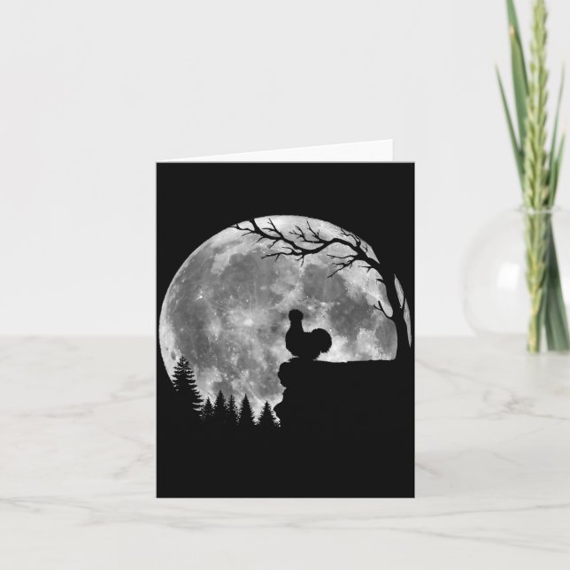 Silkie Chicken Moon Silhuett Rolig Lat Halloween Kort (Framsida)