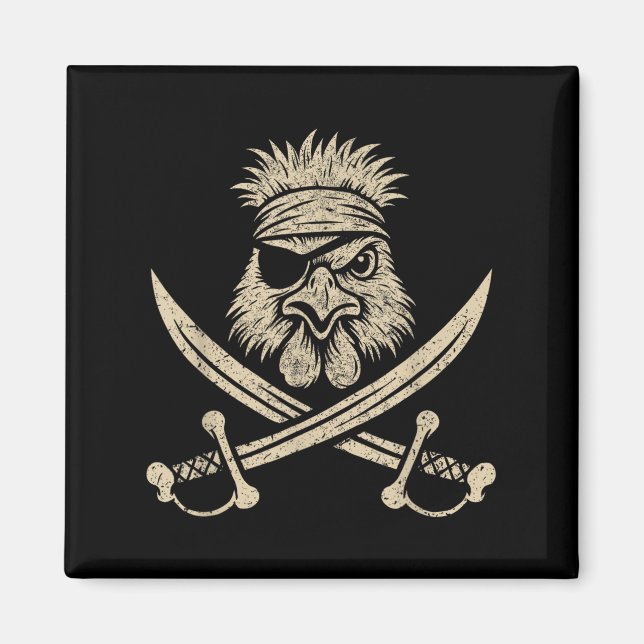 Silkie Chicken och Crossbone-vintage Magnet (Framsidan)