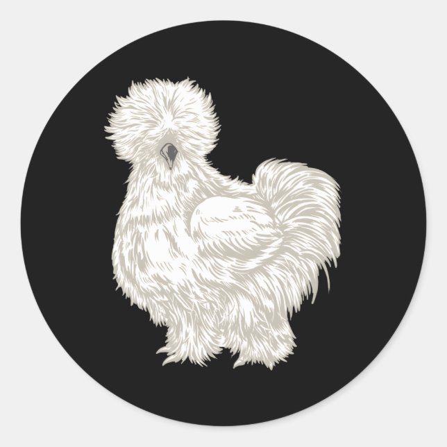 Silkie Chicken Runt Klistermärke (Framsida)
