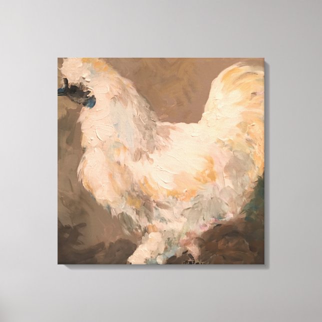 Silkie Chicken Stretched Canvas Painting by Jac (Framsida)