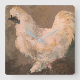 Silkie Chicken Wall Clock Fyrkantig Klocka