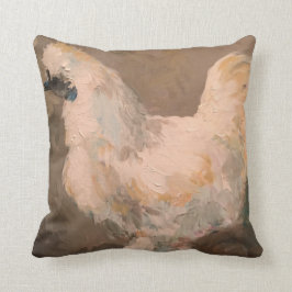 Silkie höna 16 x 16 kudder målning vid jac kudde