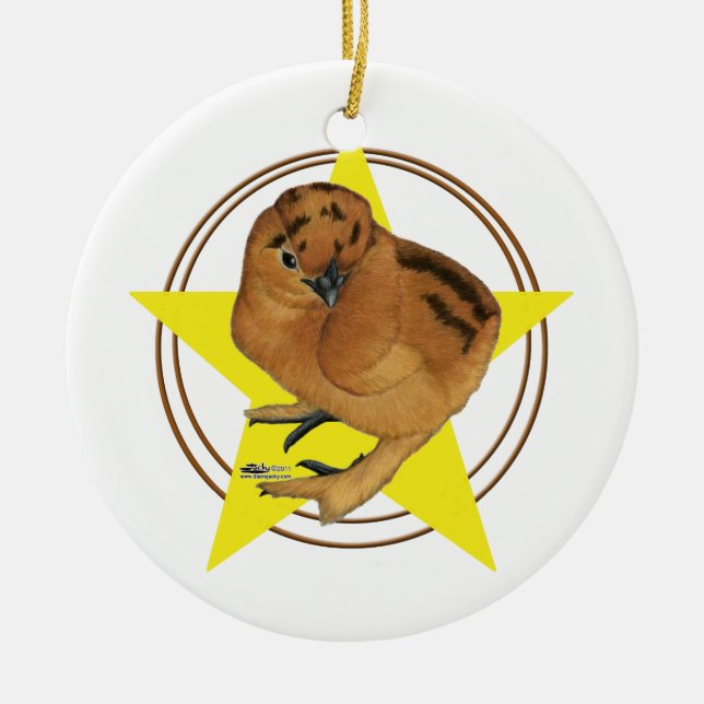 Silkie Red Chick Star Julgransprydnad Keramik (Framsidan)