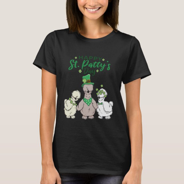 Silkie Silky Kycklingar Glad St Patrick's Day T Shirt (Framsida)
