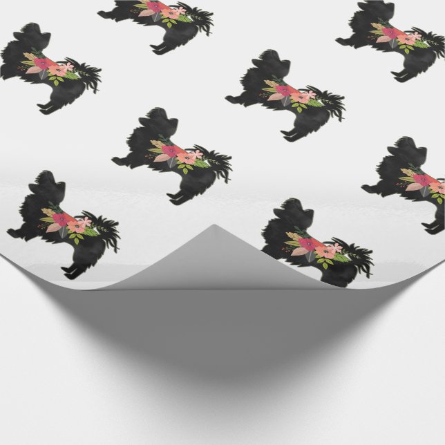 Silky Chihuahua Hund aveln Boho Blommigt Silhouett Presentpapper (Hörn)