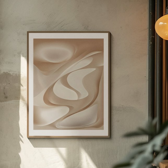 "Silky Dynamic Shapes" | Beige Abstrakt Art Poster (Skapare uppladdad)