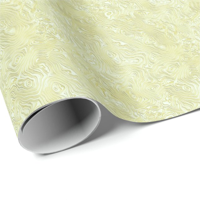 Silky Faux Moire Pattern in Shimmering Yellow Presentpapper (Rullad Hörn)