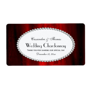 Silky Red Pearl H Vin Flaska-etikett Fraktsedel
