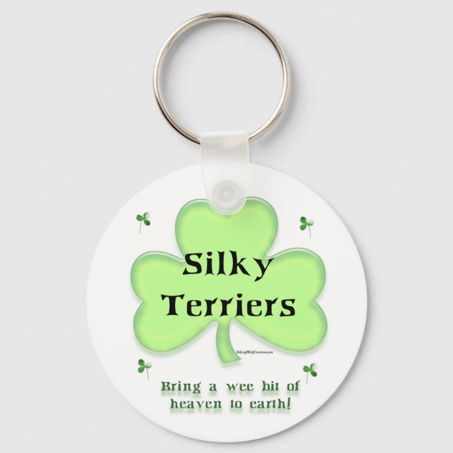 Silky Terrier Heaven, St patrick's day Terrier Nyckelring (Framsida)