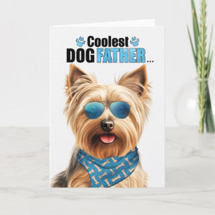 Silky Terrier Hund Coolest Pappa Fars dag Helgkort