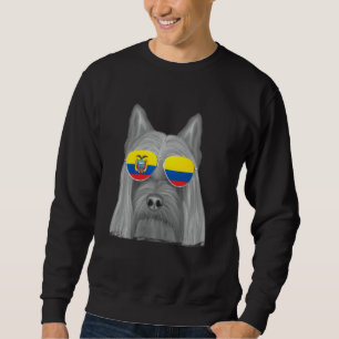 Silky Terrier Hund Ecuador Flagga Sunglasses Lång Ärmad Tröja