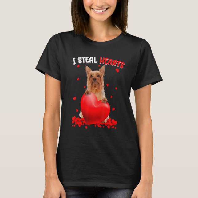 Silky Terrier Hund I Steal Hearts Cute Valentine D T Shirt (Framsida)