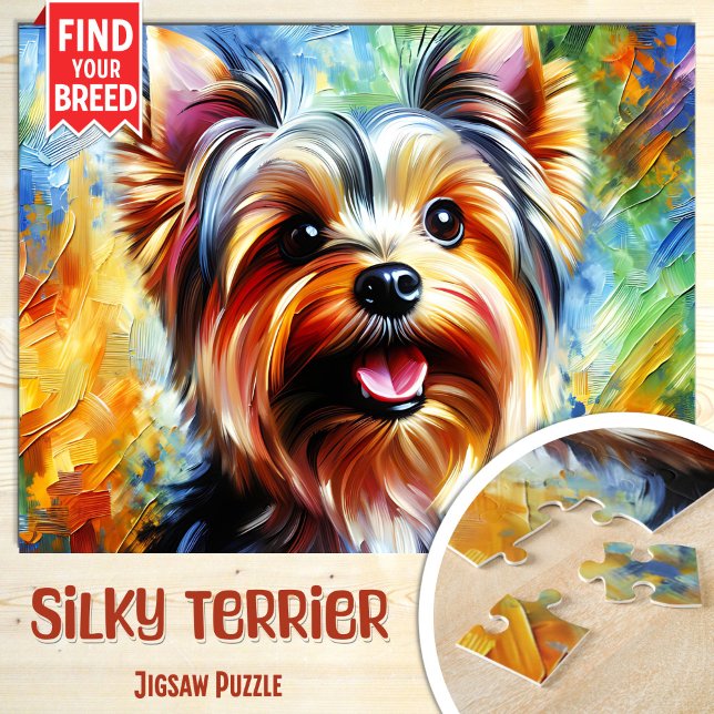 Silky Terrier Hund Porträtt Akryl Konsttryck Pussel (Skapare uppladdad)