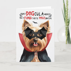 Silky Terrier Hund Rollig Räkna DOGcula Halloween Helgkort