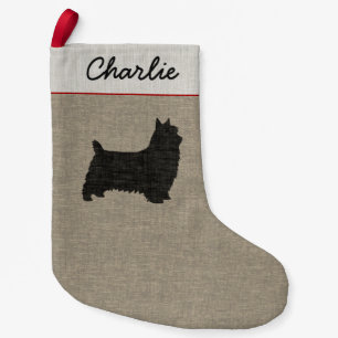 Silky Terrier Hund Silhouette Helgdag Personlig Liten Julstrumpa