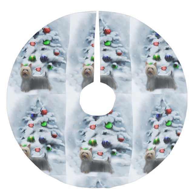 Silky Terrier-jul Julgransmatta Borstad Polyester (Framsidan)