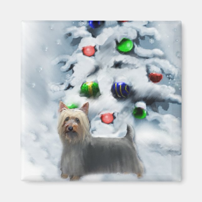 Silky Terrier-julgåvor Magnet (Framsidan)