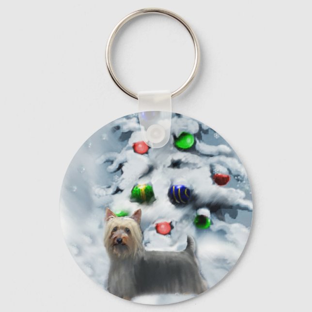 Silky Terrier-julgåvor Nyckelring (Framsida)