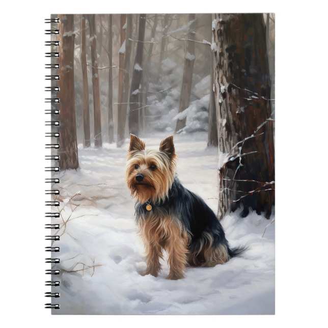 Silky Terrier Låt det snö jul  Anteckningsbok (Framsidan)