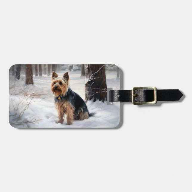 Silky Terrier Låt det snö jul  Bagagebricka (Horisontell Framsida)