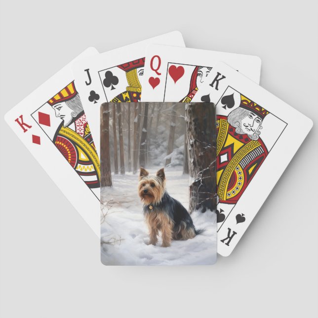 Silky Terrier Låt det snö jul  Casinokort (Baksidan)